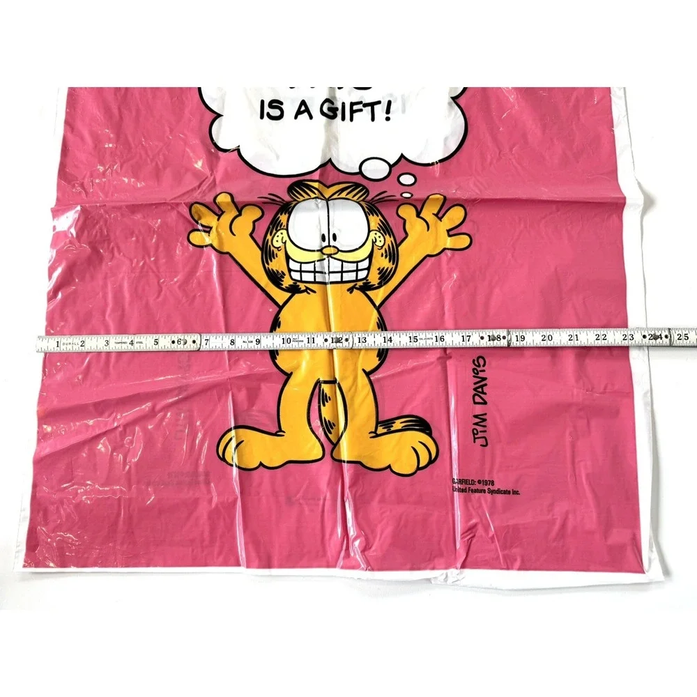 Vintage Garfield Plastic Gift Bag 1978 Large 29.5